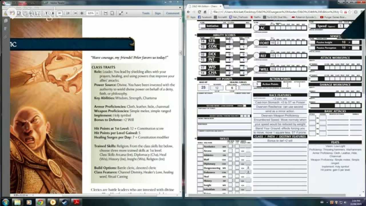 Dungeons & dragons 4th edition character sheet